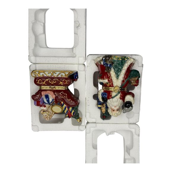 Traditions PORCELAIN CHRISTMAS SANTA & SLEIGH Decorative KEEPSAKE TRINKET BOX - Picture 13 of 16